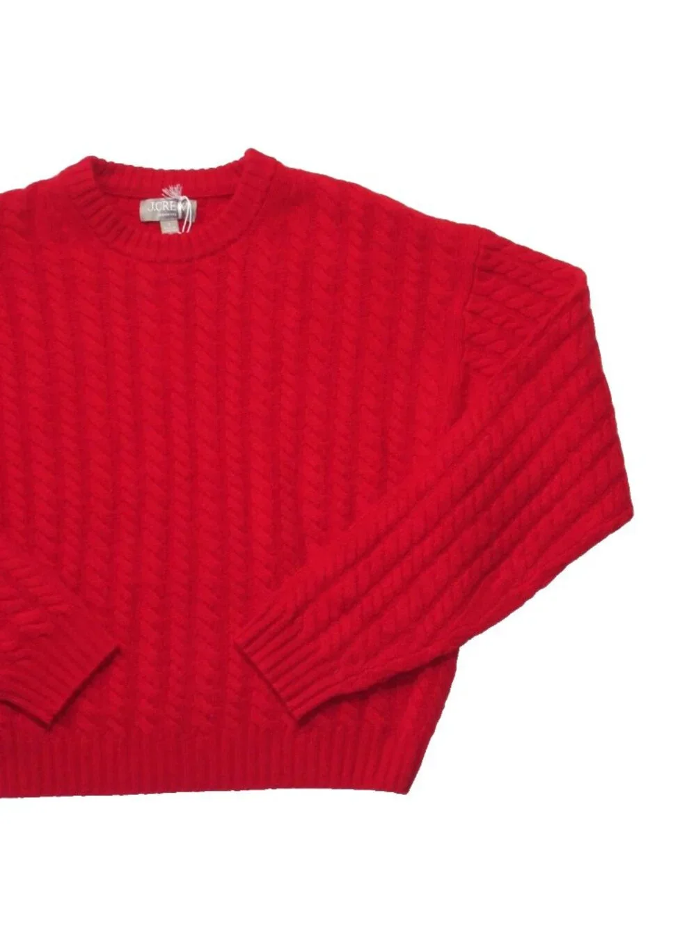 NWT J.Crew Perfect Cashmere Cable-knit Crewneck Sweater in Radiant Ruby Red S